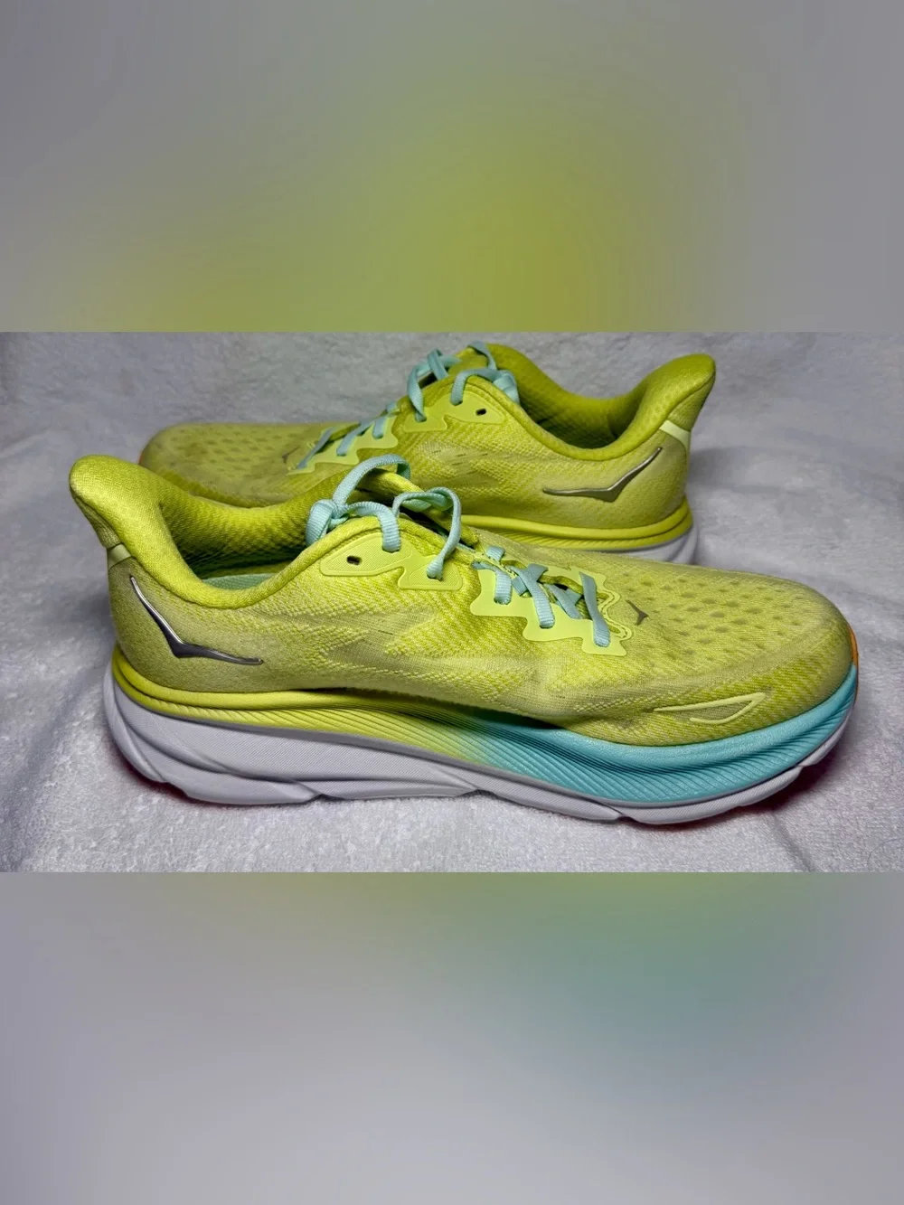 Hoka One One Women's Running Shoes - Yellow with Aqua Trim